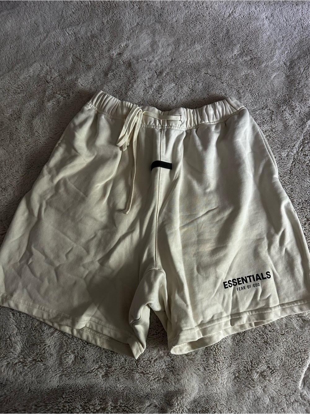Essentials Men's Cream Athletic Sweat Shorts with Logo